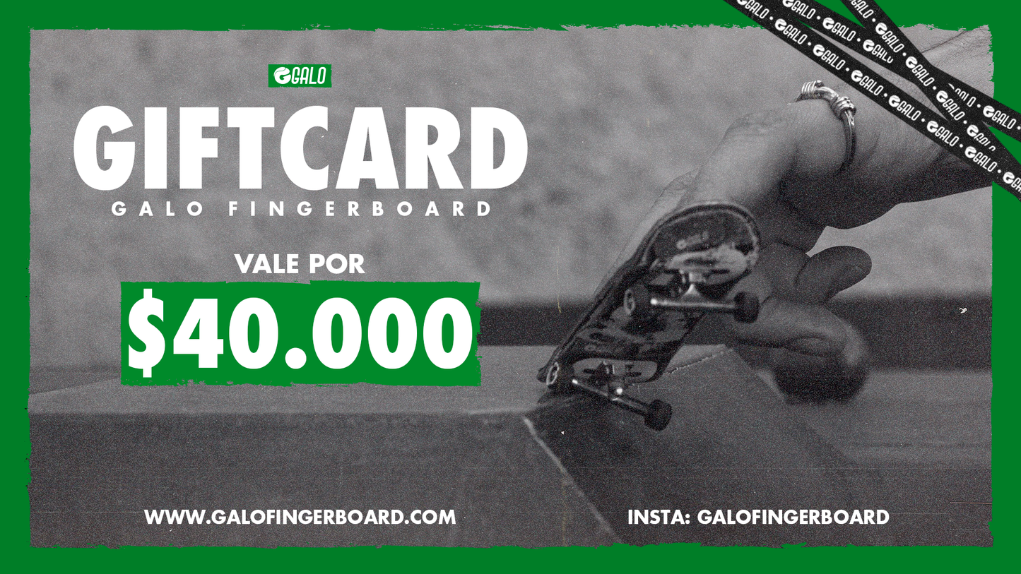 Tarjeta regalo digital Galofingerboard gift card fingerboard Chile