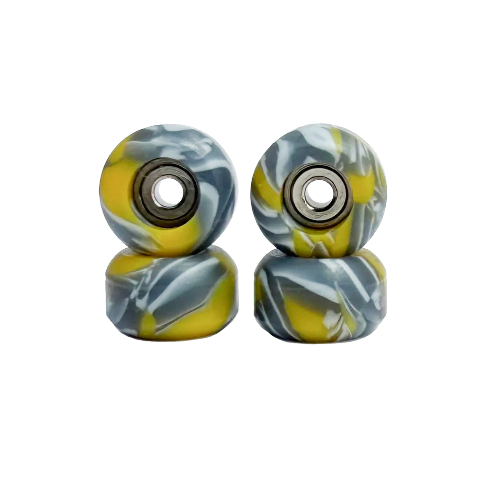 Ruedas fingerboard Swirl amarillas diseño exclusivo Galofingerboard Chile