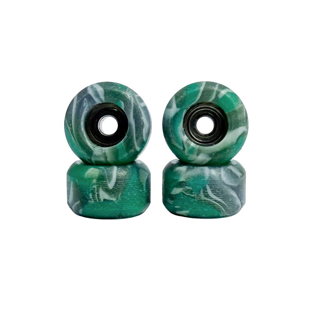 Ruedas fingerboard Swirl verdes diseño exclusivo Galofingerboard Chile